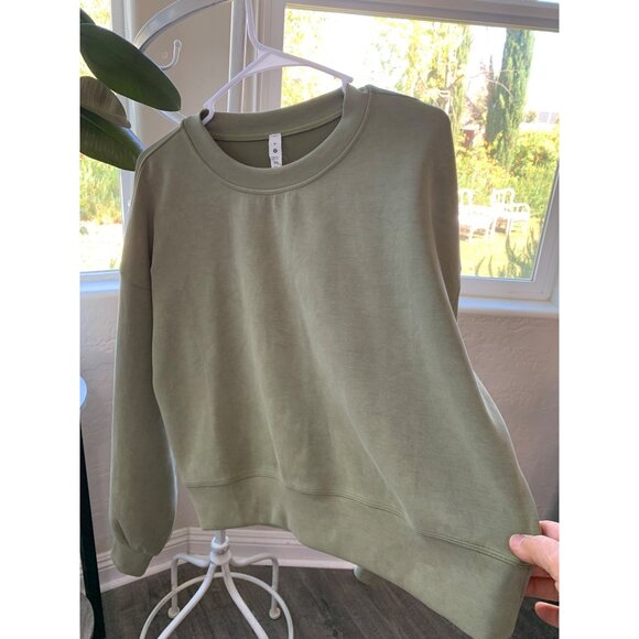 Lululemon Softstreme Perfectly Oversized Cropped Crew Size 10 7179 Army Green - Picture 15 of 15